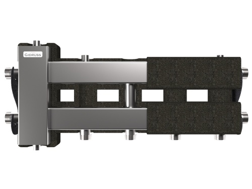 Балансировочный коллектор BMSS-60-3D.EPP (до 60 кВт, вх. G 1″, 2+1 контура G 1″, 4D-кронштейны K.UMS, EPP-термоизоляция)